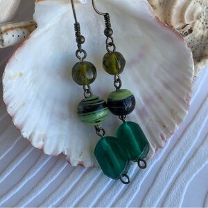 Dangle Earrings Moss, Olive, and Emerald Green Nature Inspired Handmade Boho